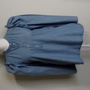 J. Crew Denim Chambray Small Long Sleeve Sleeve Partial Button Cotton